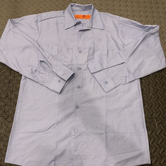 New w/o Tags Men Red Kap Light Blue Long Sleeve Work Shirt Medium RG SP14LB5 - Picture 1 of 6